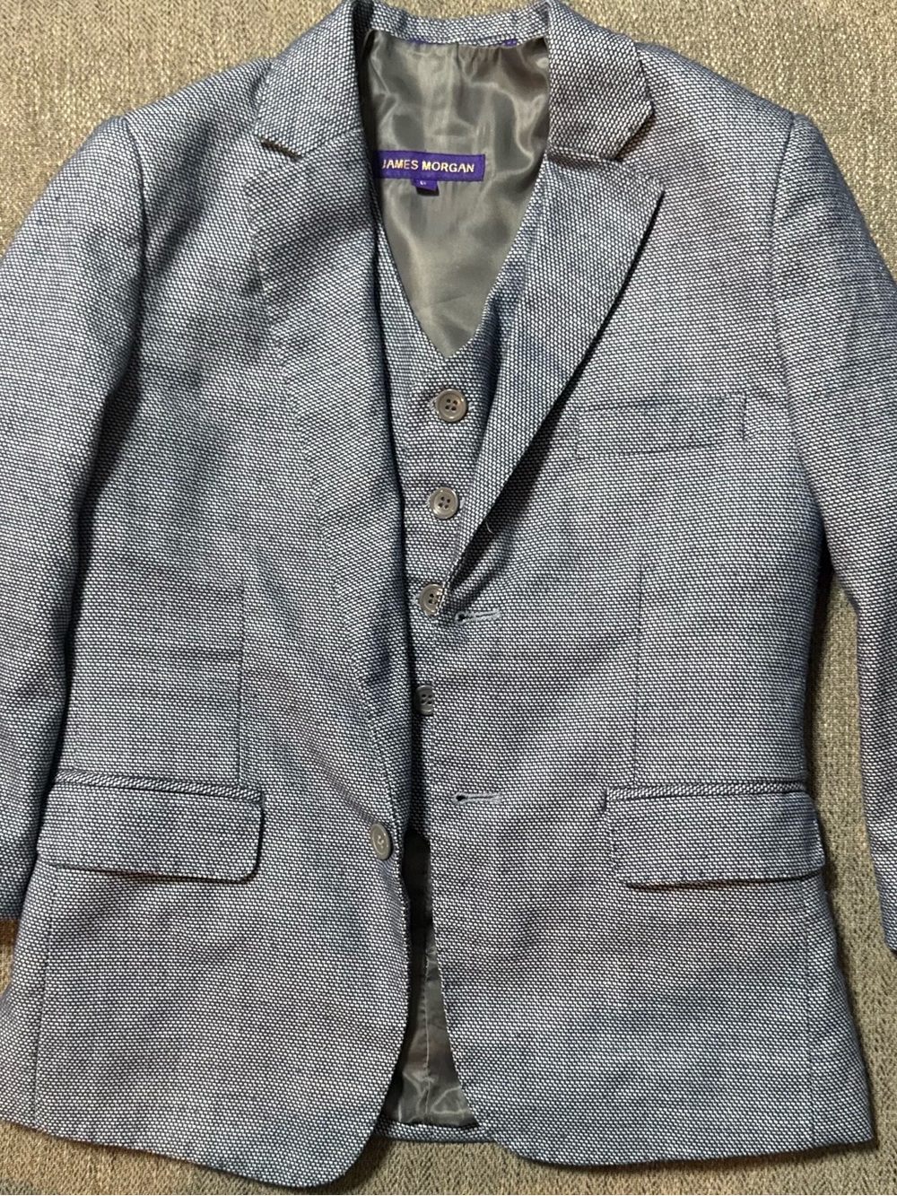 Boy's Light Blue Textured Blazer